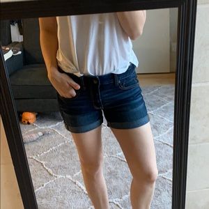 Dark wash cuffed shorts
